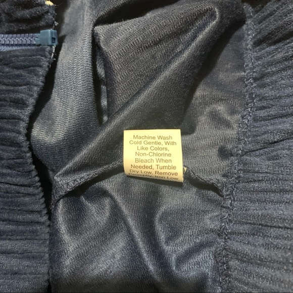 Navy Blue Cropped Drop Shoulder Drawstring Corduroy Jacket with Hood NWOT - Picture 16 of 16